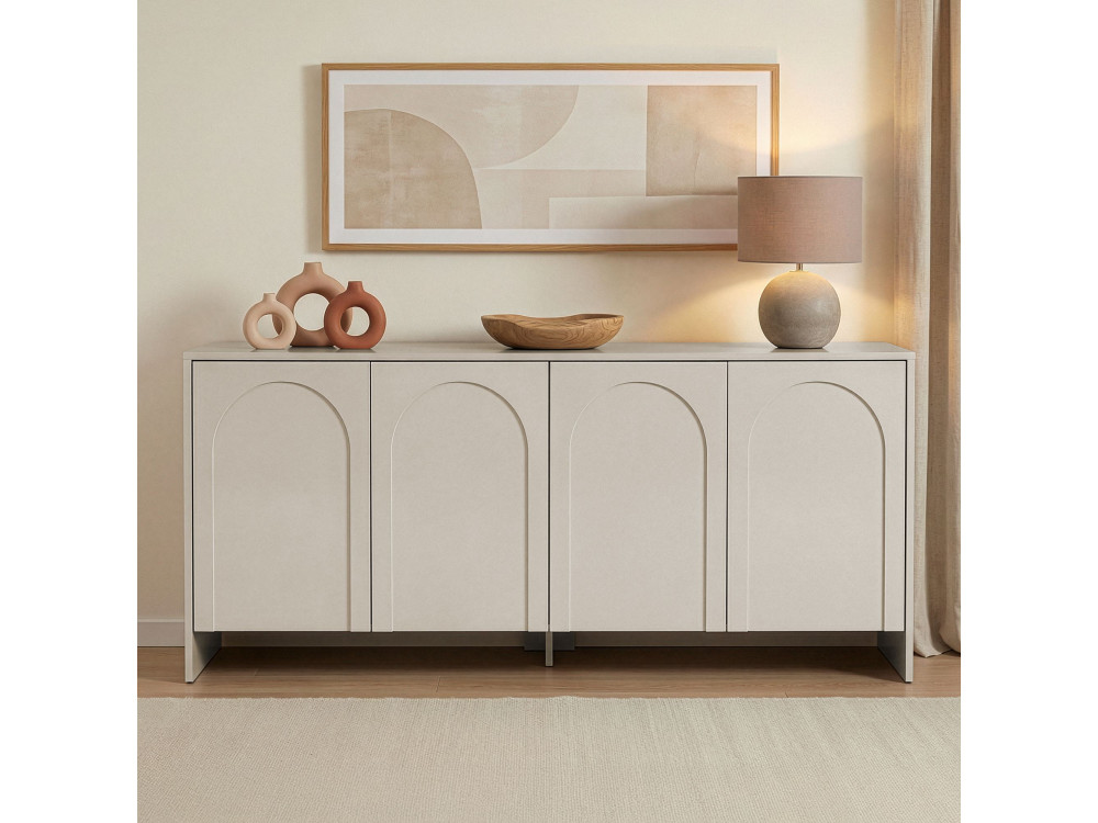 Arlen" wooden sideboard - 180 x 45 x 80 cm - Cream