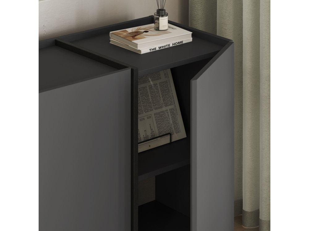 Dorma" wooden sideboard - 180 x 45 x 80 cm - Anthracite / Black
