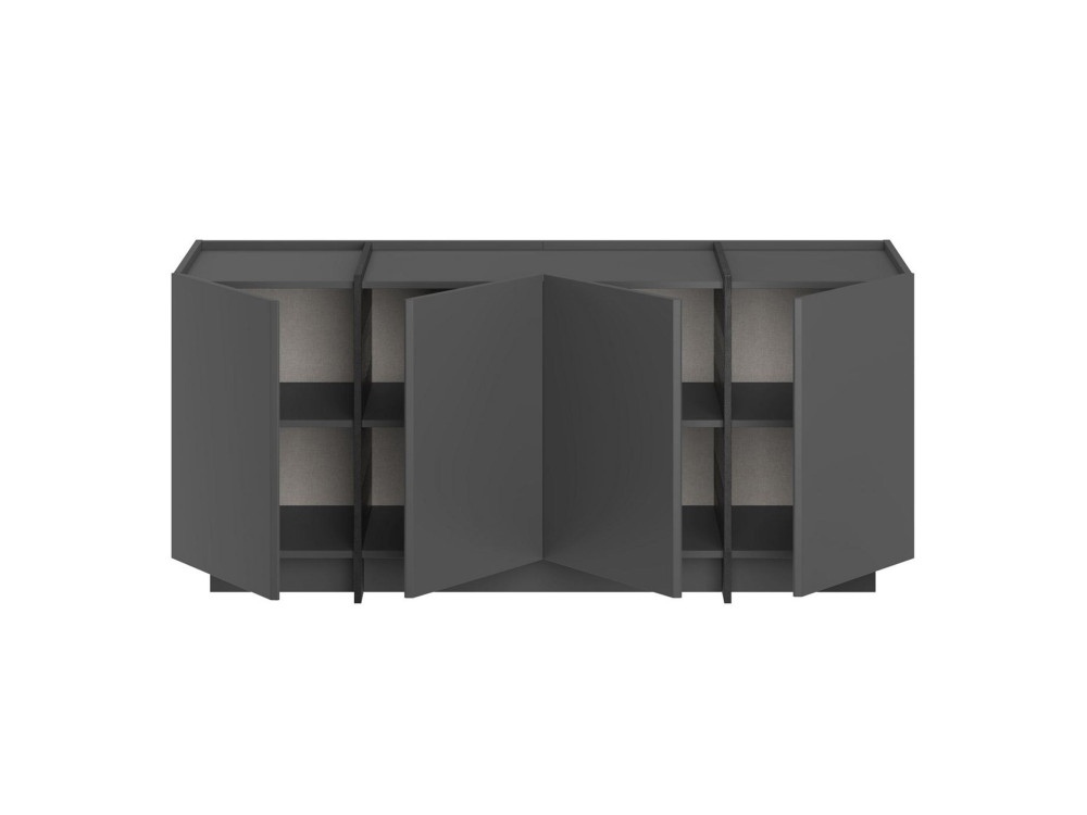 Dorma" wooden sideboard - 180 x 45 x 80 cm - Anthracite / Black