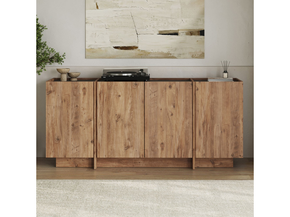 Dorma" wooden sideboard - 180 x 45 x 80 cm - Atlantic Pine / Anthracite