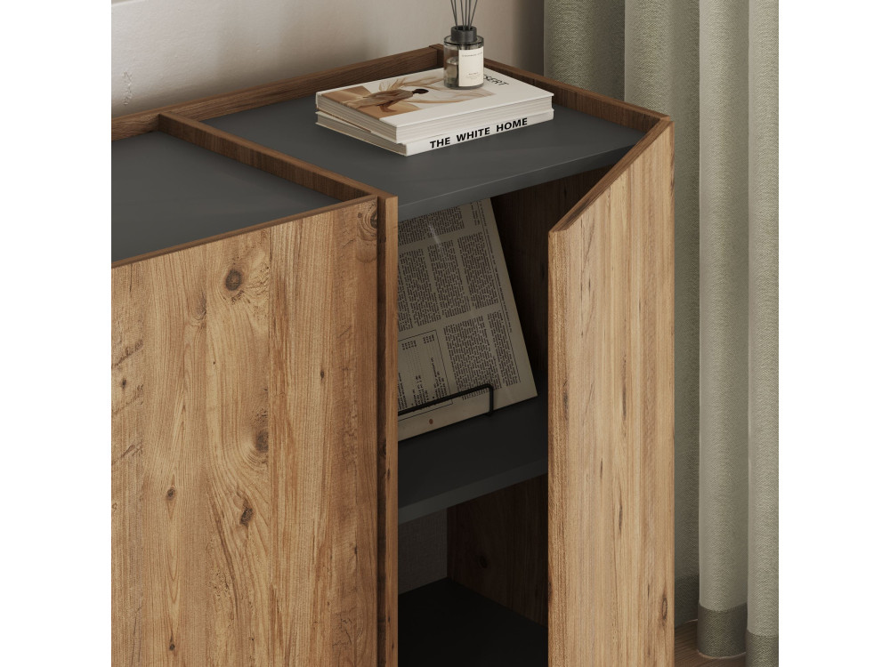 Dorma" wooden sideboard - 180 x 45 x 80 cm - Atlantic Pine / Anthracite