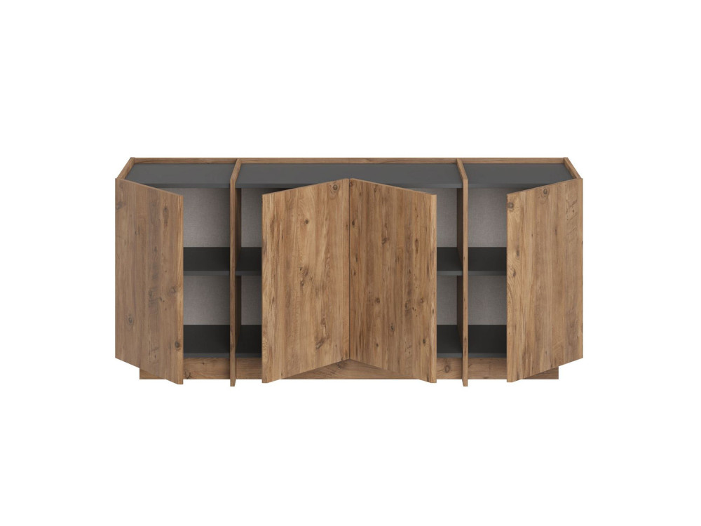 Dorma" wooden sideboard - 180 x 45 x 80 cm - Atlantic Pine / Anthracite