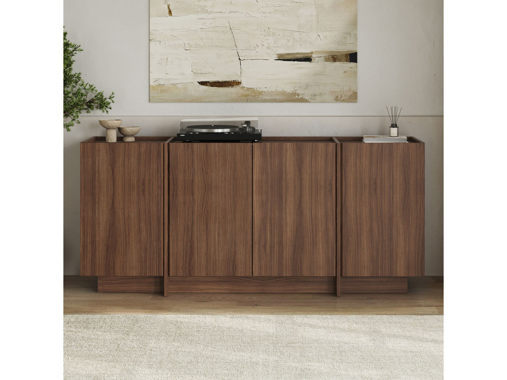 Dorma" wooden sideboard - 180 x 45 x 80 cm - Walnut Milano