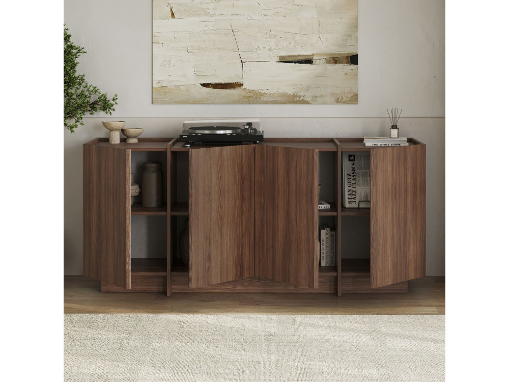 Dorma" wooden sideboard - 180 x 45 x 80 cm - Walnut Milano