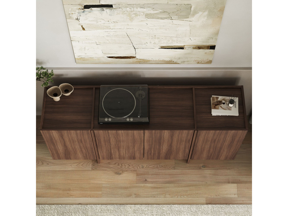 Dorma" wooden sideboard - 180 x 45 x 80 cm - Walnut Milano