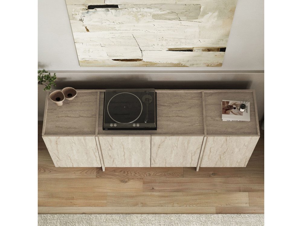 Dorma" wooden sideboard - 180 x 45 x 80 cm - Travertine