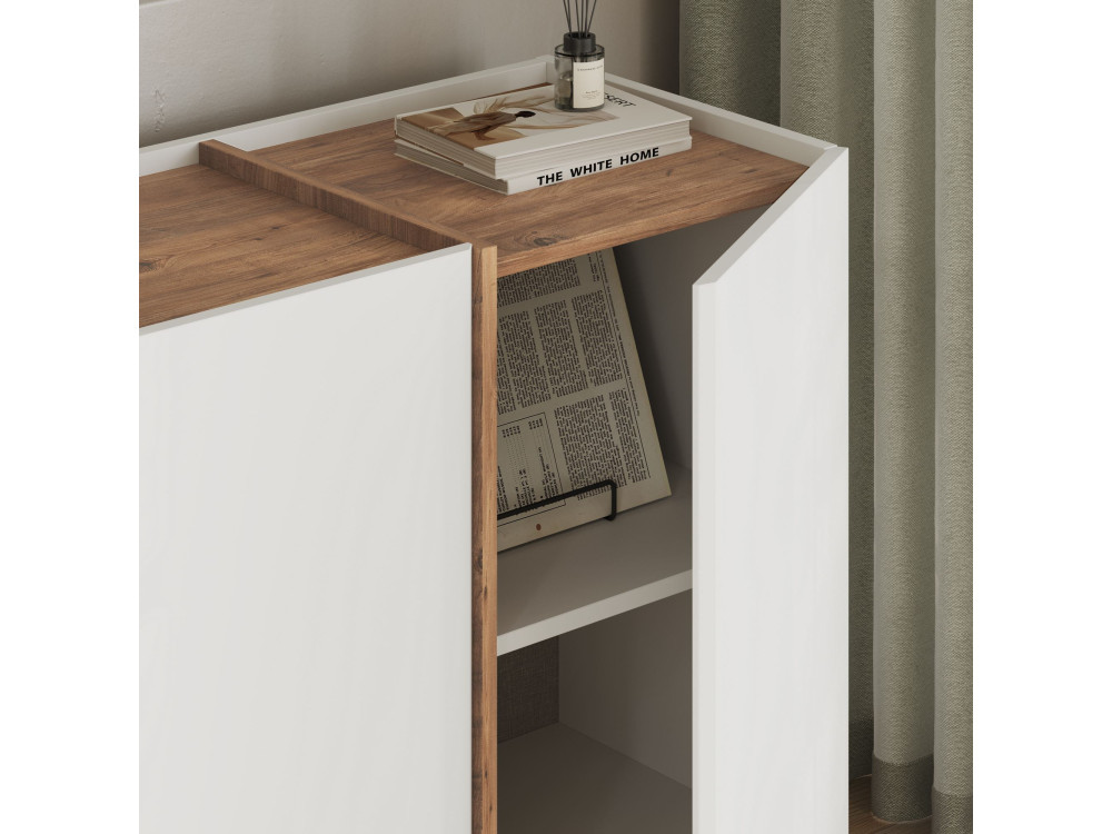 Dorma" wooden sideboard - 180 x 45 x 80 cm - White / Atlantic Pine