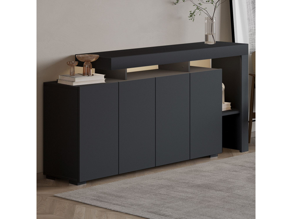 Beliz" wooden sideboard - 170 x 35 x 80 cm - Anthracite