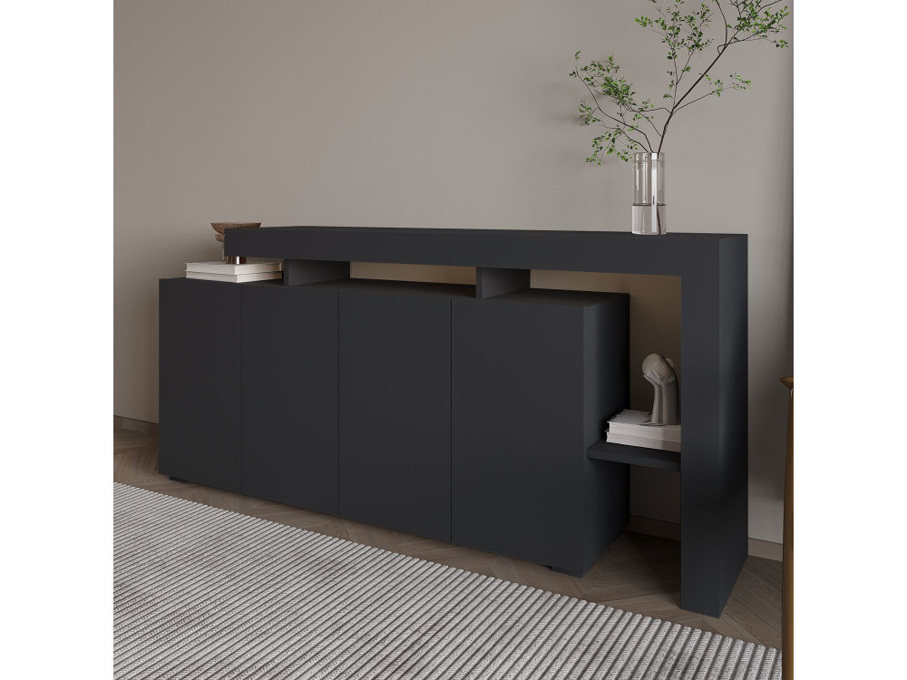 Beliz" wooden sideboard - 170 x 35 x 80 cm - Anthracite