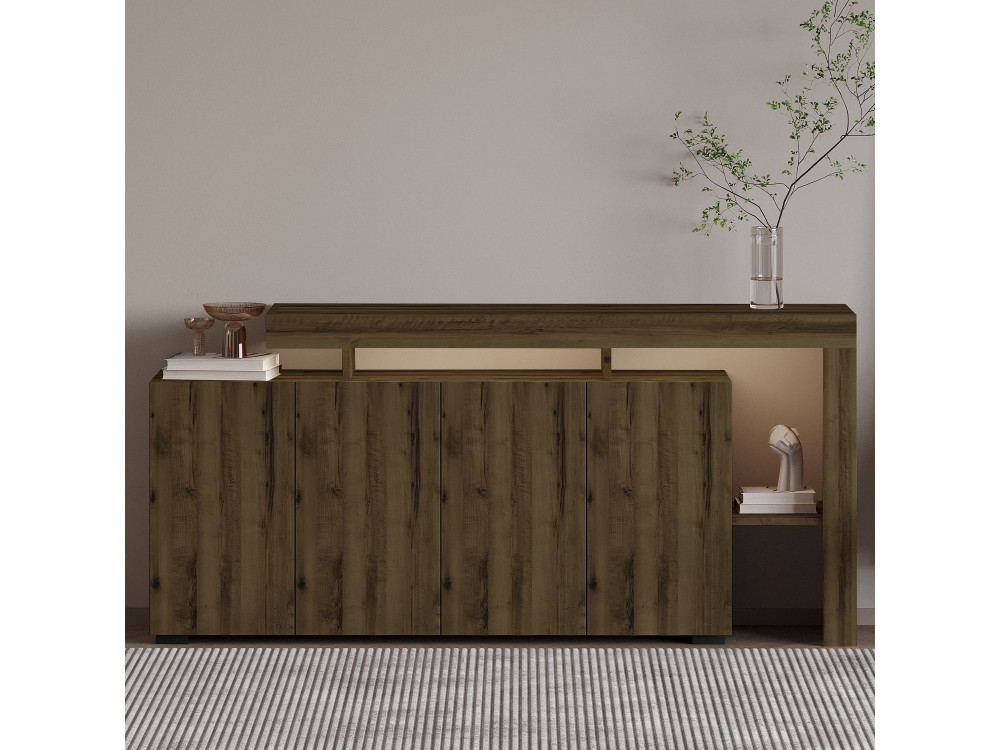 Beliz" wooden sideboard - 170 x 35 x 80 cm - Antique Walnut