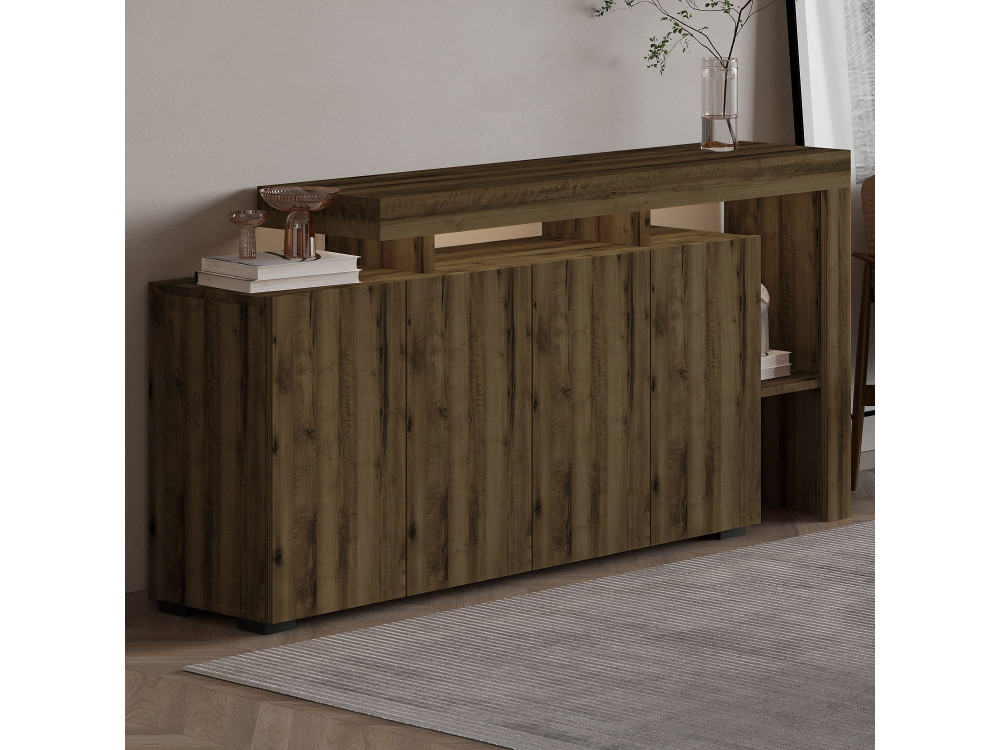 Beliz" wooden sideboard - 170 x 35 x 80 cm - Antique Walnut