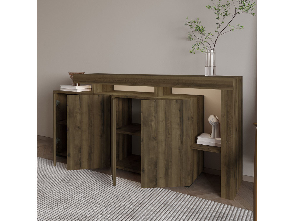 Beliz" wooden sideboard - 170 x 35 x 80 cm - Antique Walnut