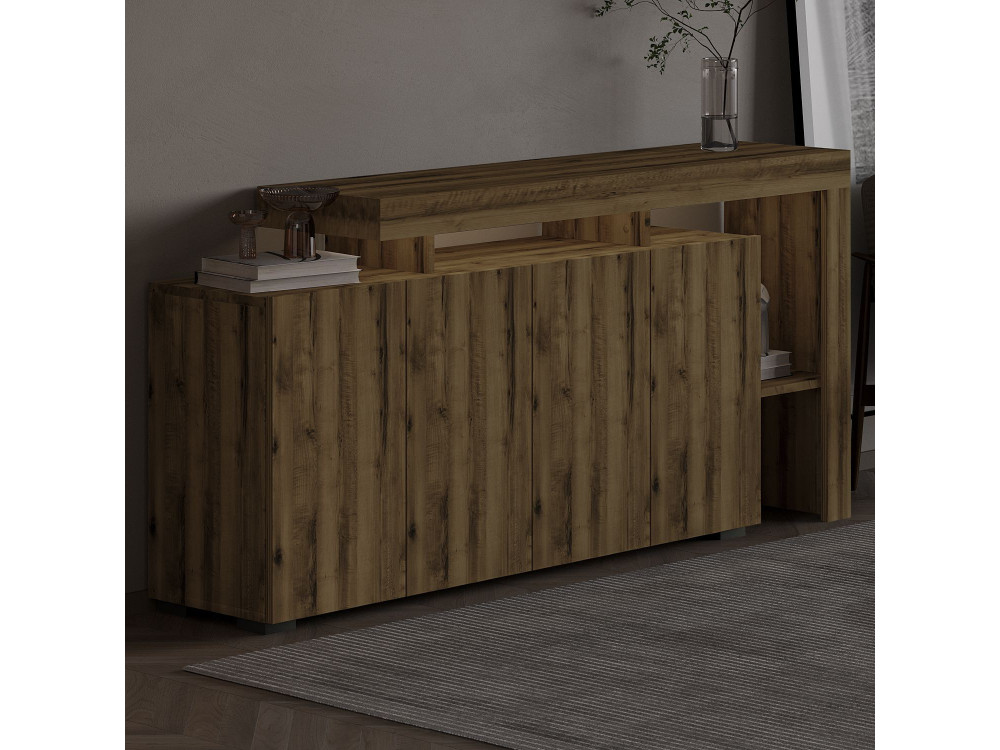 Beliz" wooden sideboard - 170 x 35 x 80 cm - Antique Walnut