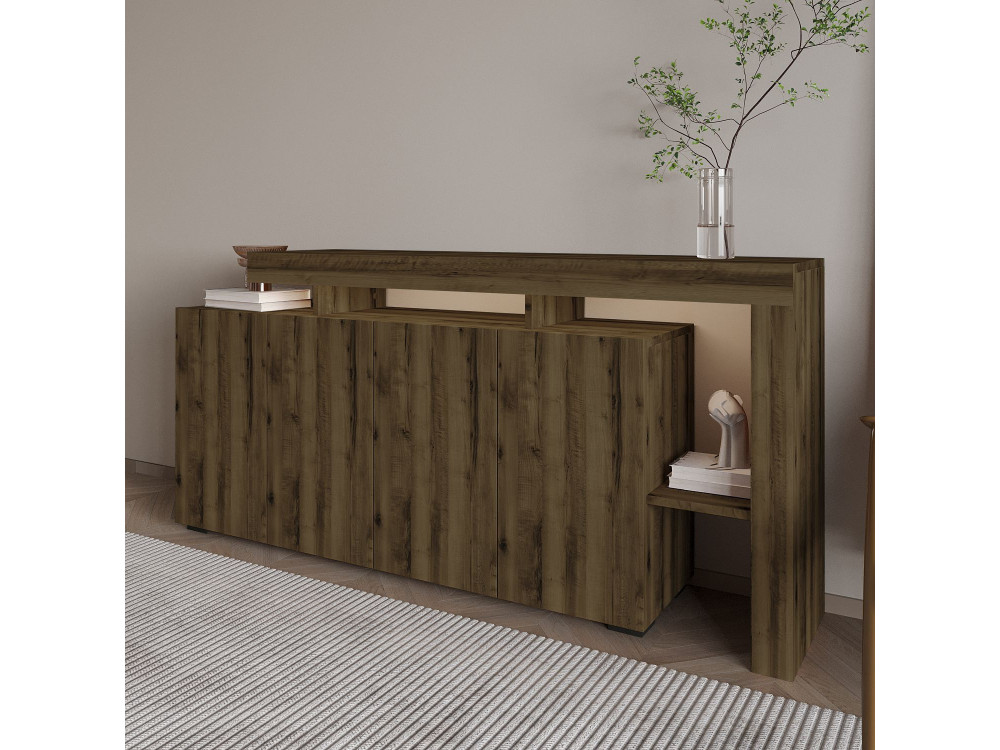 Beliz" wooden sideboard - 170 x 35 x 80 cm - Antique Walnut