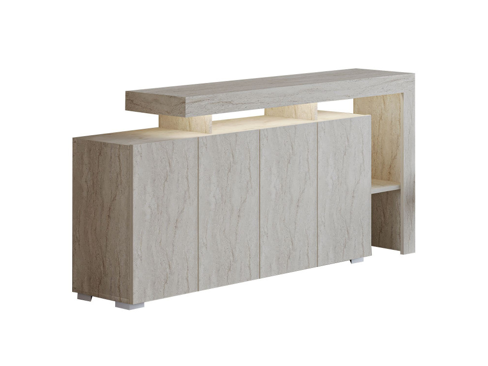 Beliz" wooden sideboard - 170 x 35 x 80 cm - Travertine