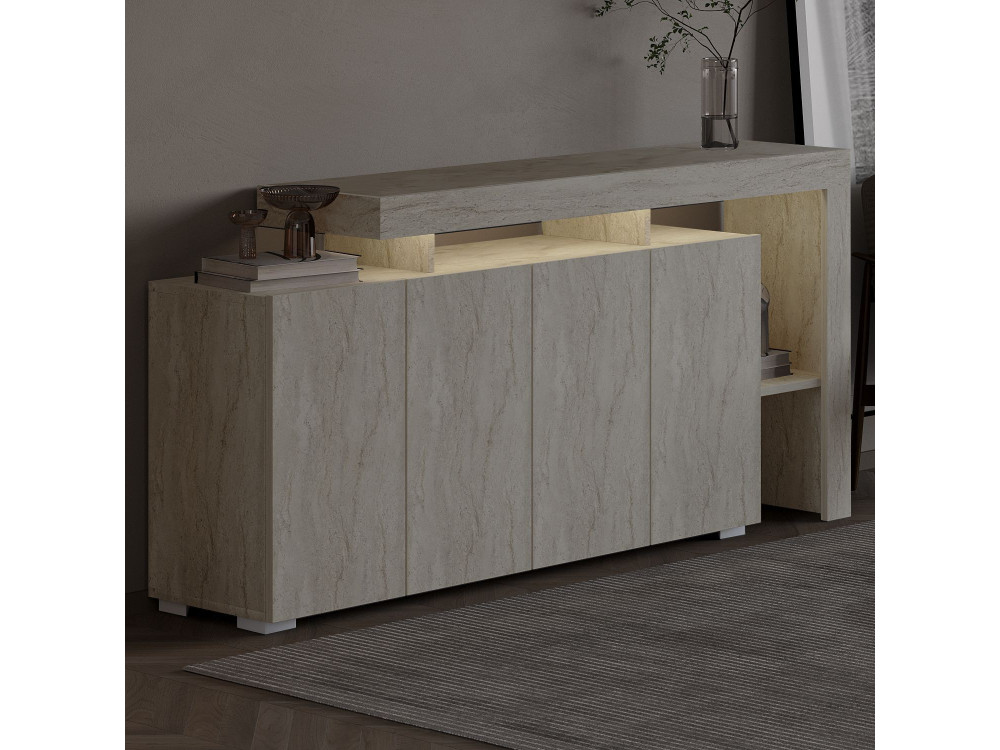 Beliz" wooden sideboard - 170 x 35 x 80 cm - Travertine
