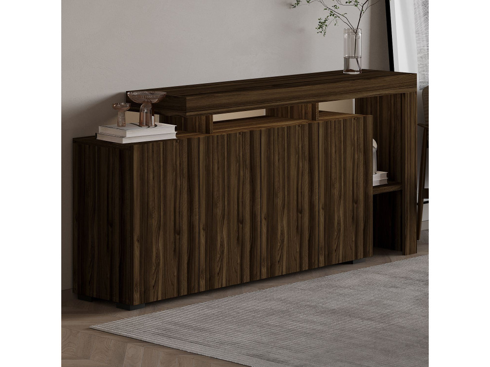 Beliz" wooden sideboard - 170 x 35 x 80 cm - Walnut