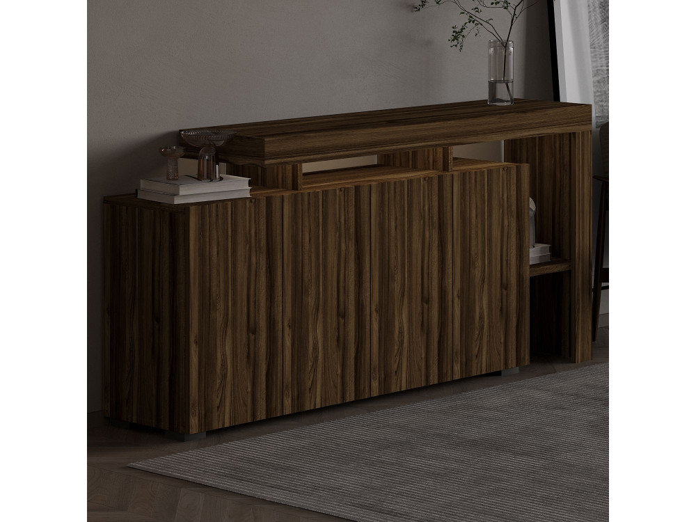 Beliz" wooden sideboard - 170 x 35 x 80 cm - Walnut