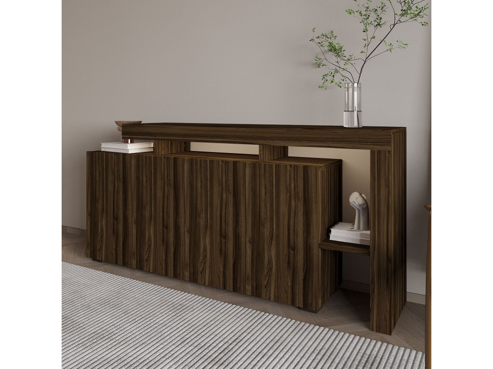 Beliz" wooden sideboard - 170 x 35 x 80 cm - Walnut