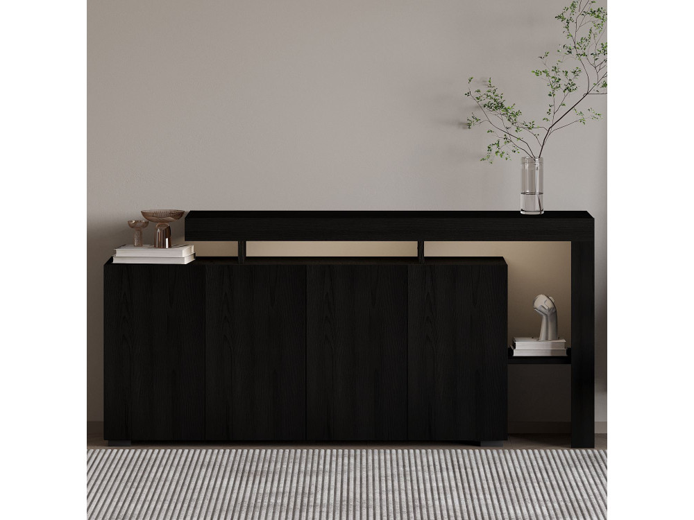Beliz" wooden sideboard - 170 x 35 x 80 cm - Black wood