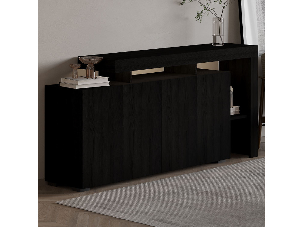 Beliz" wooden sideboard - 170 x 35 x 80 cm - Black wood