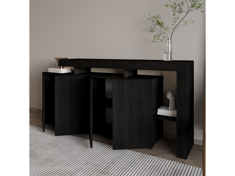 Beliz" wooden sideboard - 170 x 35 x 80 cm - Black wood
