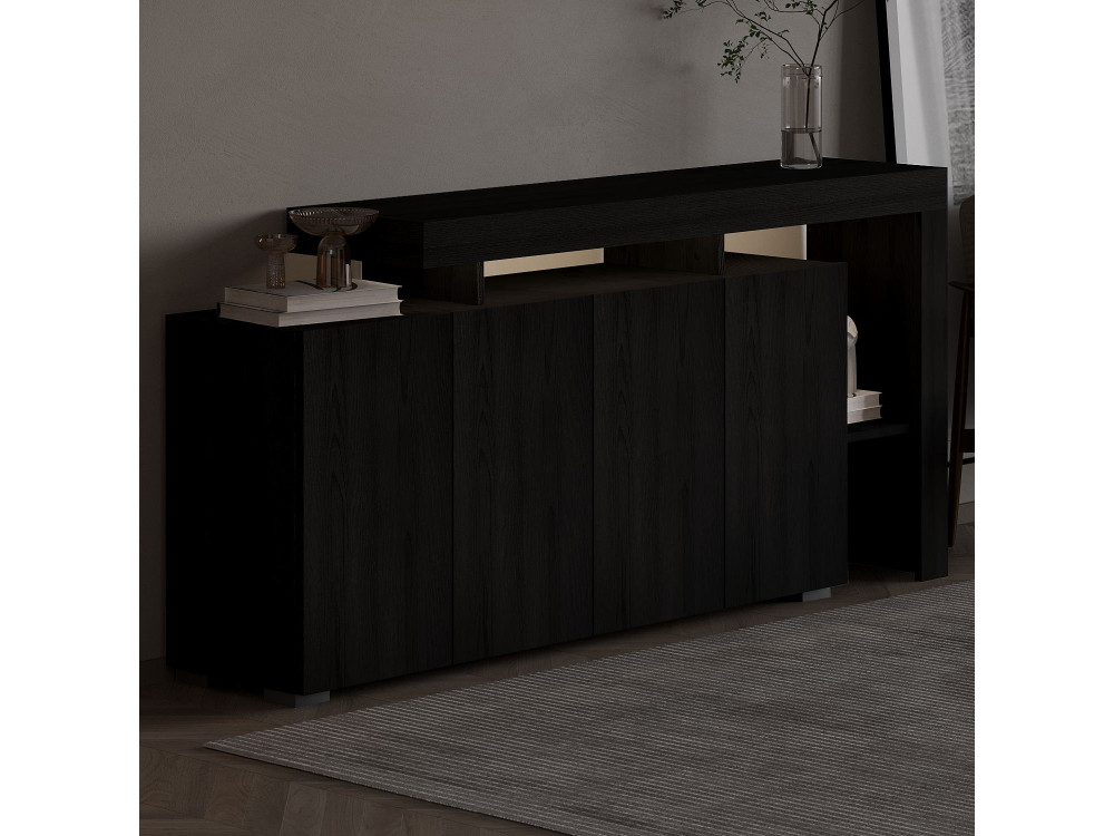 Beliz" wooden sideboard - 170 x 35 x 80 cm - Black wood