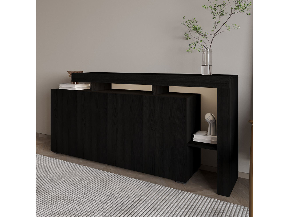 Beliz" wooden sideboard - 170 x 35 x 80 cm - Black wood