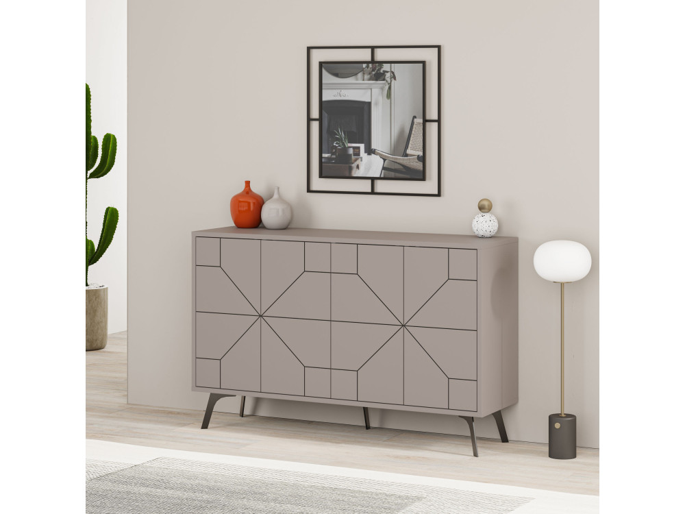 Dune" wooden sideboard - 123 x 35 x 62 cm - Light mocha brown
