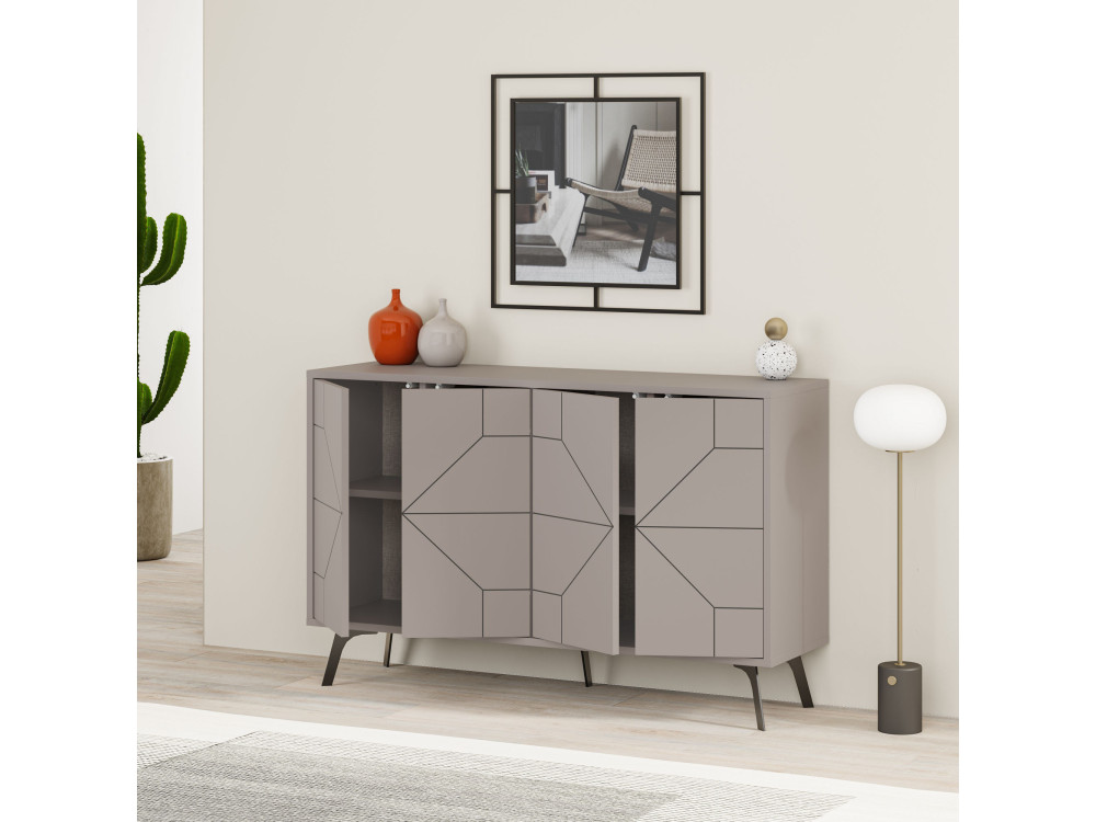 Dune" wooden sideboard - 123 x 35 x 62 cm - Light mocha brown