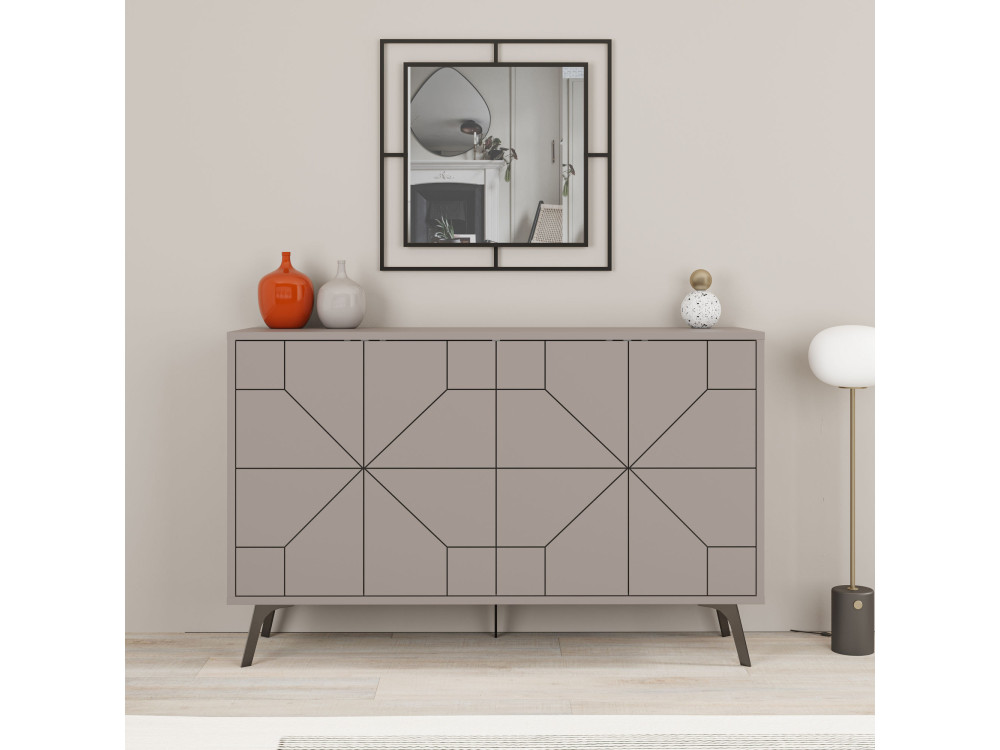 Dune" wooden sideboard - 123 x 35 x 62 cm - Light mocha brown