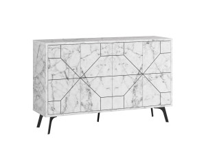 Dune" wooden sideboard - 123 x 35 x 62 cm - Marbled white