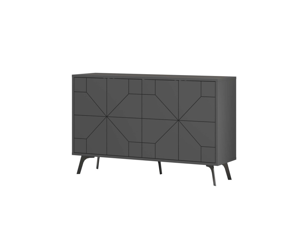 Dune" wooden sideboard - 123 x 35 x 62 cm - Charcoal grey