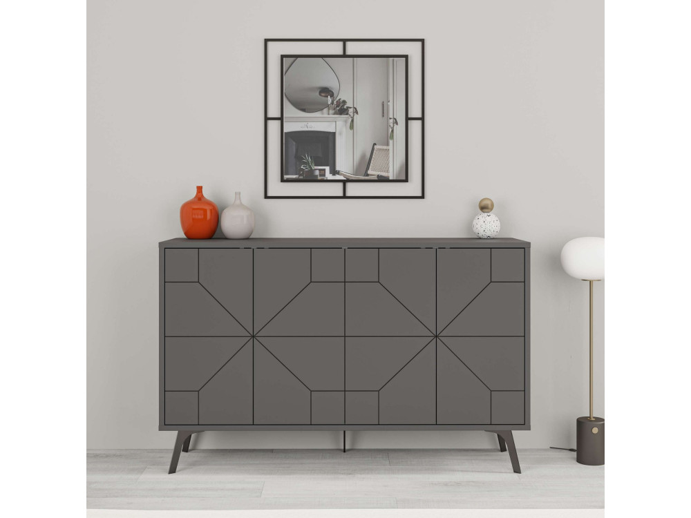 Dune" wooden sideboard - 123 x 35 x 62 cm - Charcoal grey