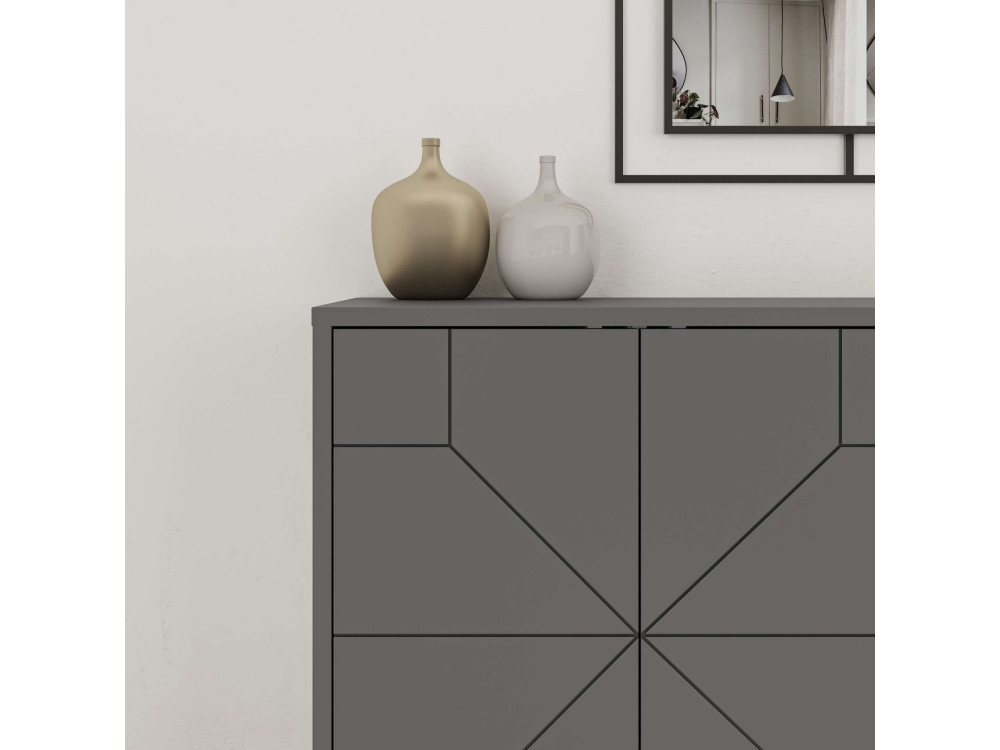 Dune" wooden sideboard - 123 x 35 x 62 cm - Charcoal grey