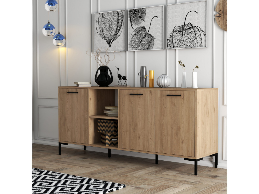 Aurora" wooden sideboard - 180 x 45 x 80 cm - Brown