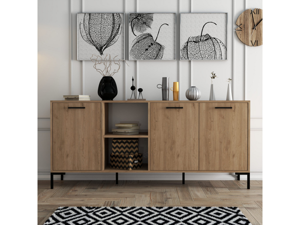 Aurora" wooden sideboard - 180 x 45 x 80 cm - Brown