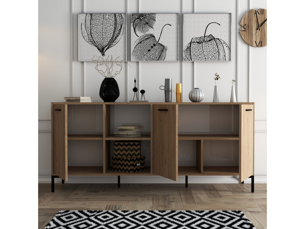 Aurora" wooden sideboard - 180 x 45 x 80 cm - Brown