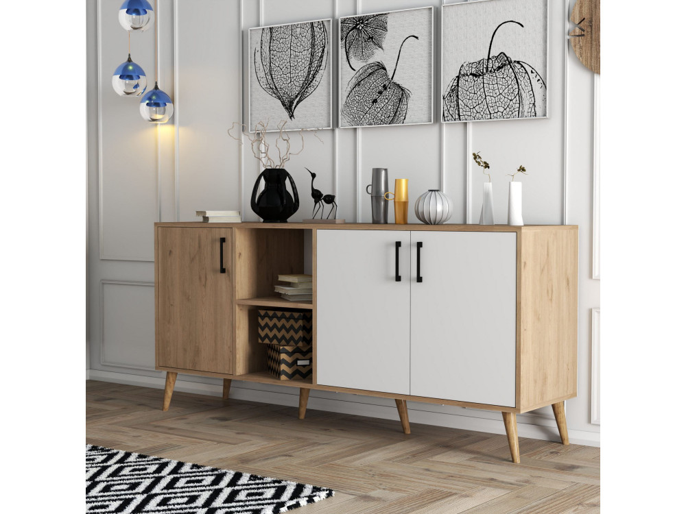 Exxen" wooden sideboard - 180 x 45 x 80 cm - White