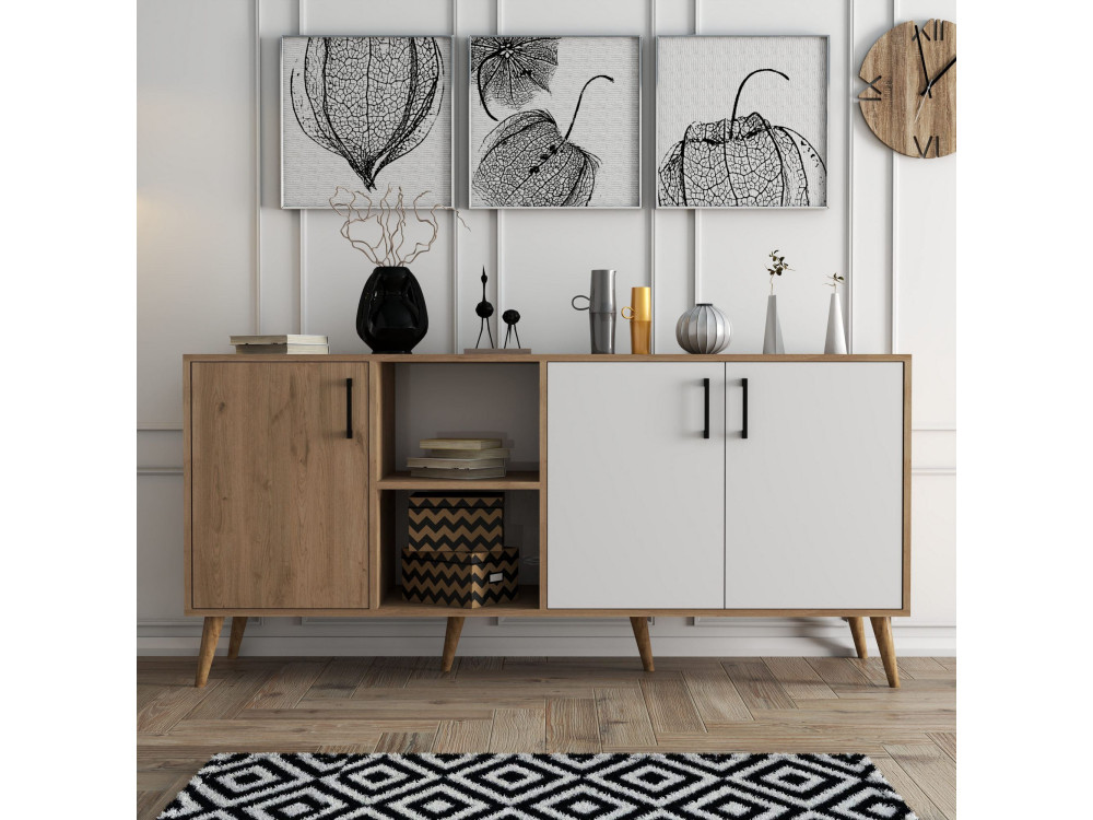 Exxen" wooden sideboard - 180 x 45 x 80 cm - White