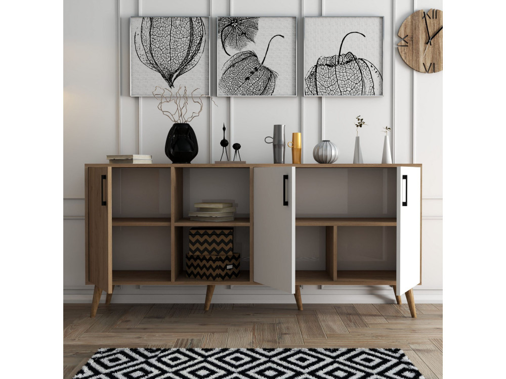 Exxen" wooden sideboard - 180 x 45 x 80 cm - White