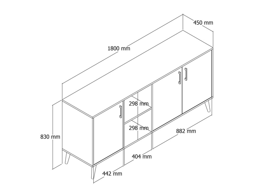 Exxen" wooden sideboard - 180 x 45 x 80 cm - White