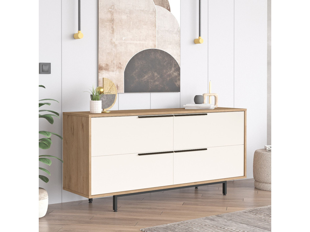 ON3-SW" wooden sideboard - 160 x 44 x 74 cm - White