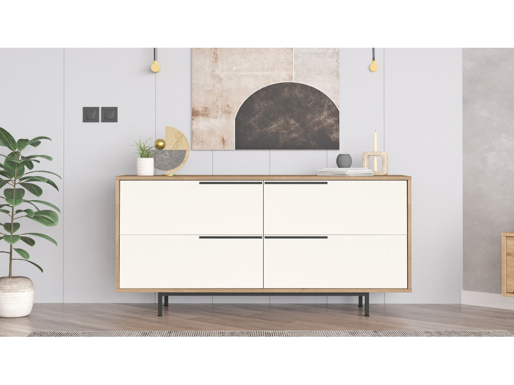 ON3-SW" wooden sideboard - 160 x 44 x 74 cm - White