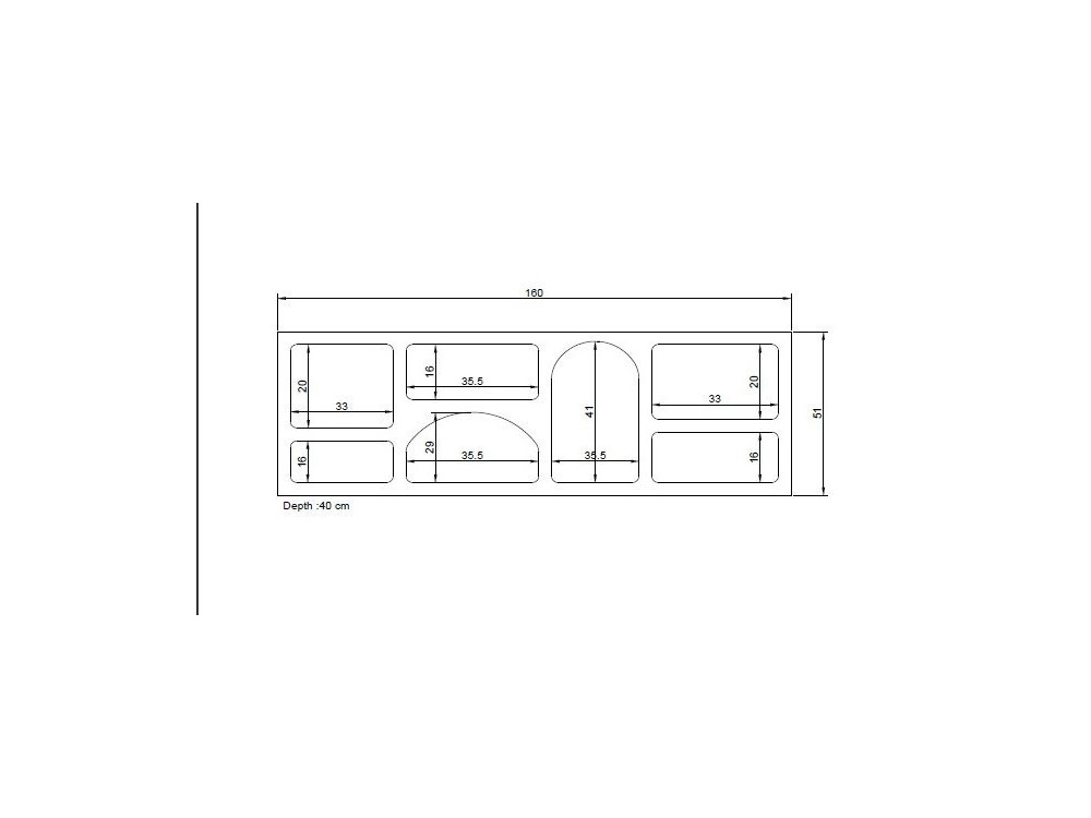 Ferlis" wooden sideboard - 160 x 40 x 51 cm - Charcoal grey