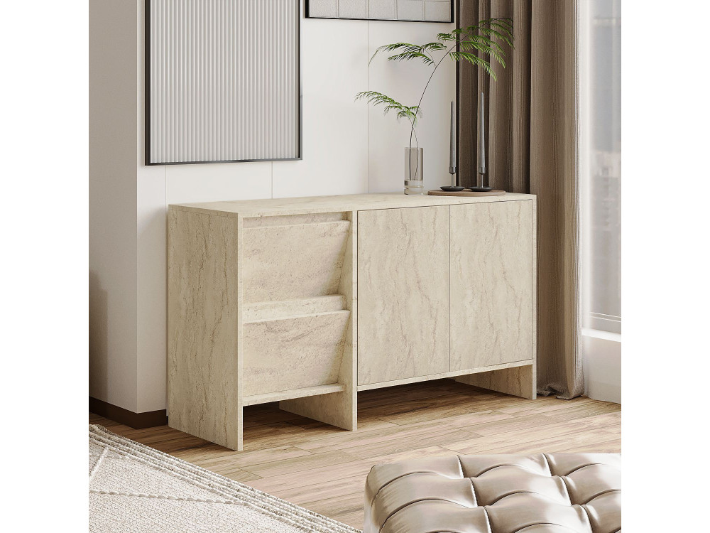 Laris 130" wooden sideboard - 130 x 44 x 82 cm - Travertine