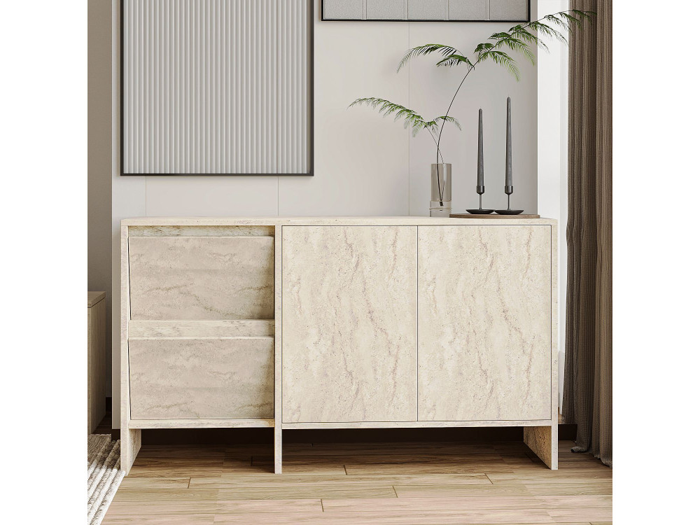 Laris 130" wooden sideboard - 130 x 44 x 82 cm - Travertine