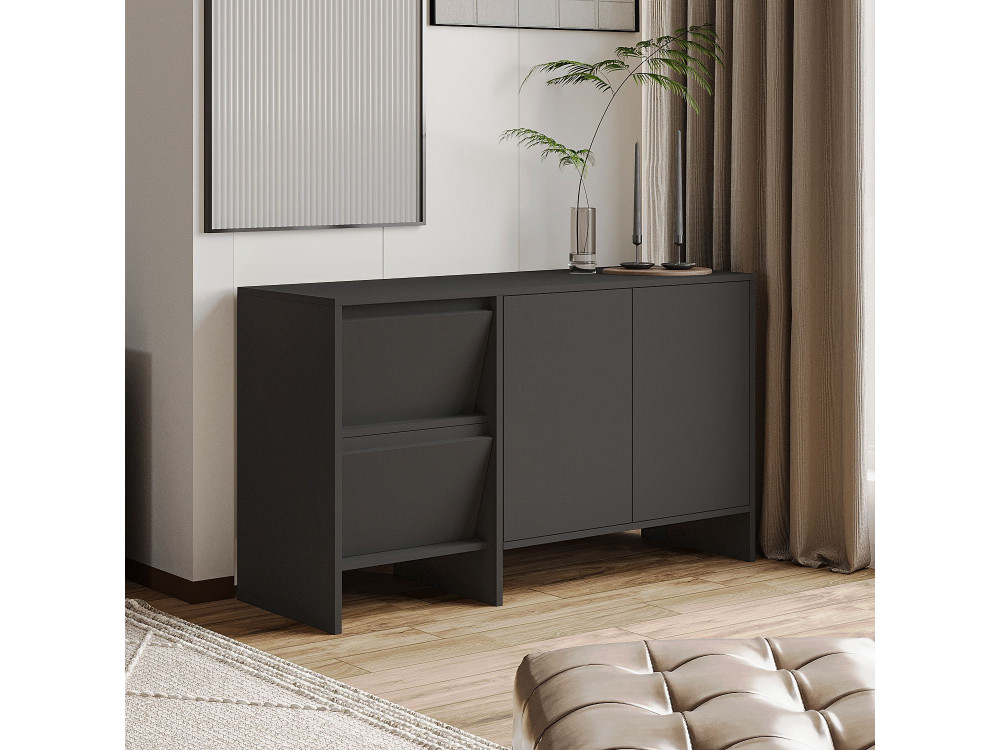 Laris 130" wooden sideboard - 130 x 44 x 82 cm - Charcoal grey
