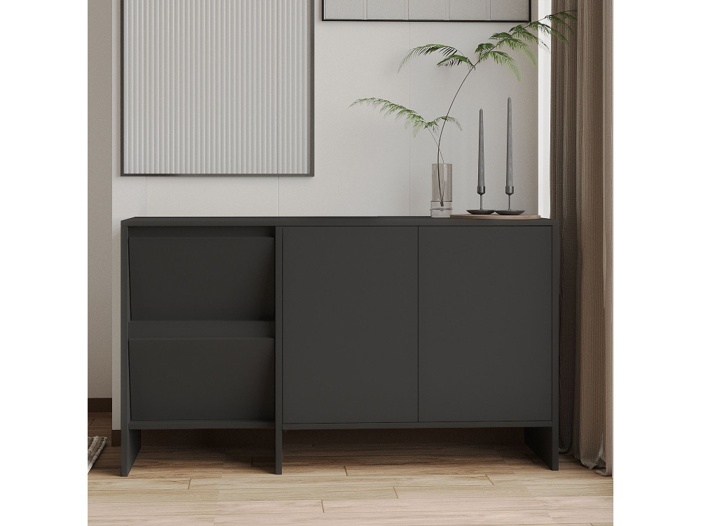 Laris 130" wooden sideboard - 130 x 44 x 82 cm - Charcoal grey