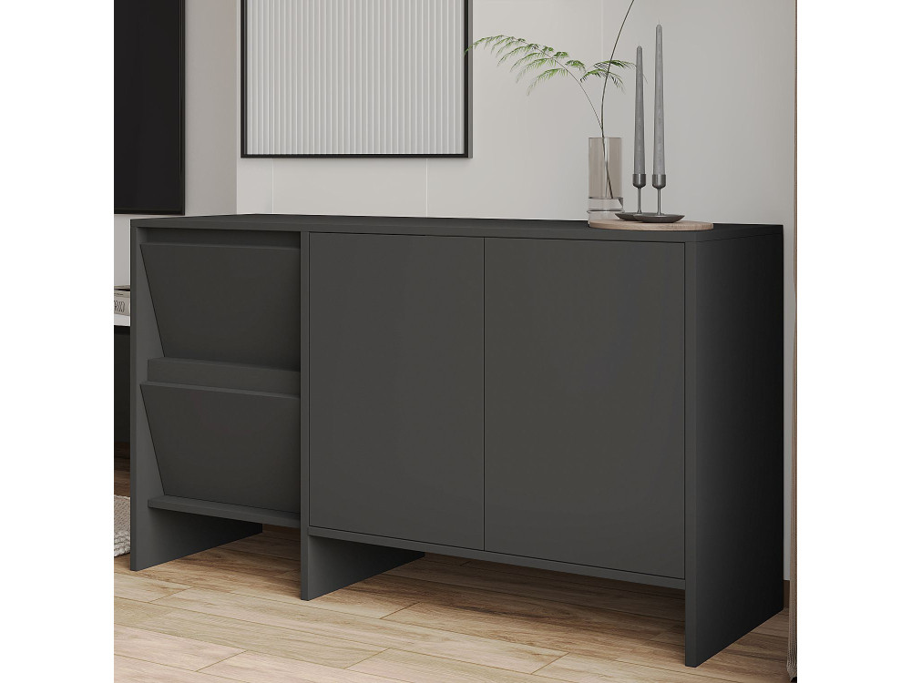 Laris 130" wooden sideboard - 130 x 44 x 82 cm - Charcoal grey